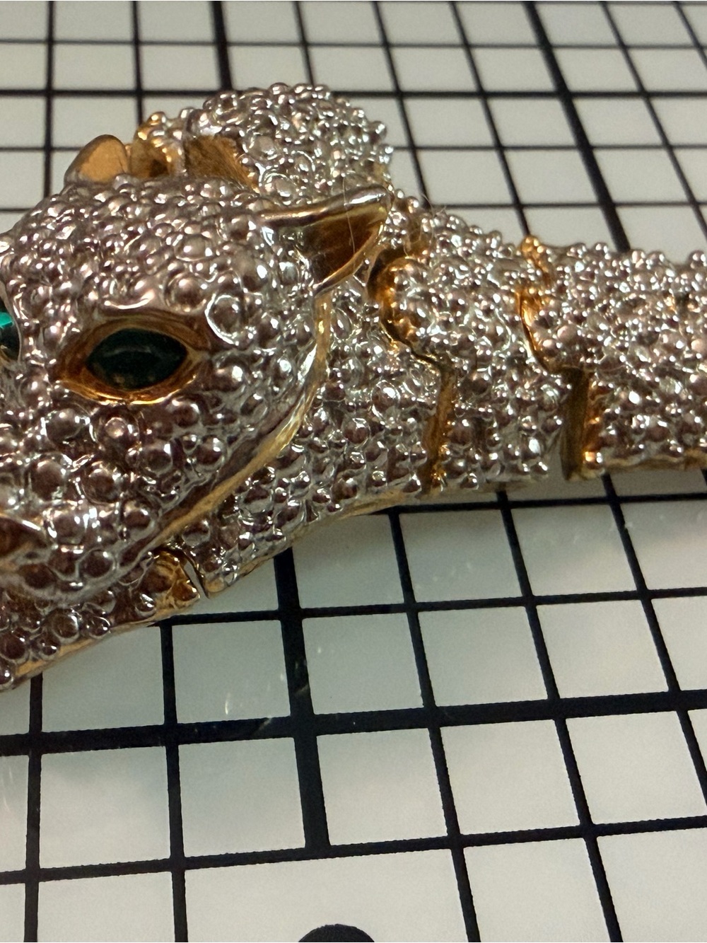 Textured Gold-Tone Animal Head Bracelet